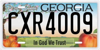 GA license plate CXR4009