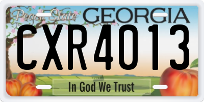 GA license plate CXR4013