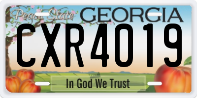 GA license plate CXR4019