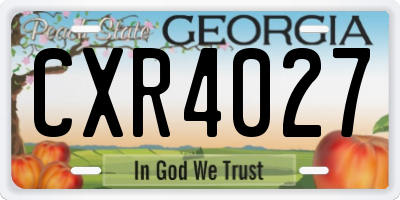 GA license plate CXR4027