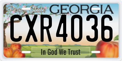 GA license plate CXR4036