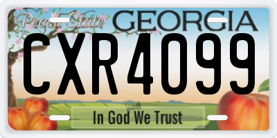 GA license plate CXR4099