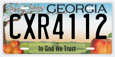 GA license plate CXR4112