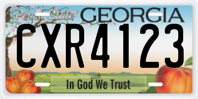 GA license plate CXR4123
