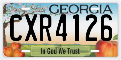 GA license plate CXR4126