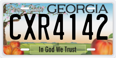 GA license plate CXR4142