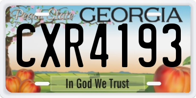 GA license plate CXR4193