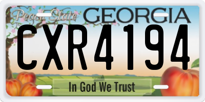 GA license plate CXR4194