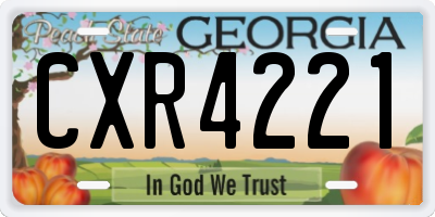 GA license plate CXR4221
