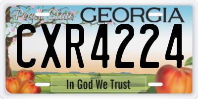 GA license plate CXR4224