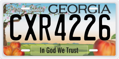 GA license plate CXR4226