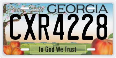 GA license plate CXR4228