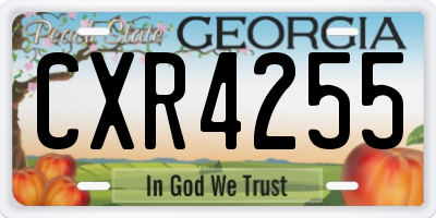 GA license plate CXR4255