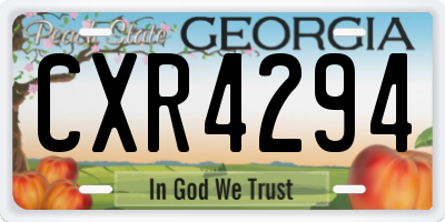 GA license plate CXR4294