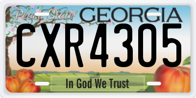GA license plate CXR4305