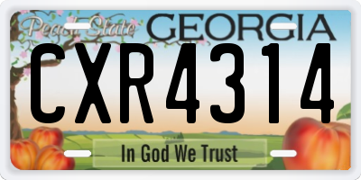 GA license plate CXR4314