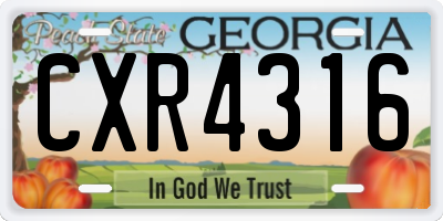 GA license plate CXR4316