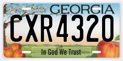 GA license plate CXR4320