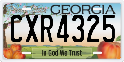 GA license plate CXR4325