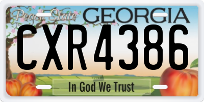 GA license plate CXR4386