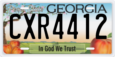 GA license plate CXR4412
