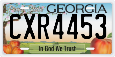 GA license plate CXR4453