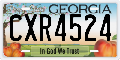 GA license plate CXR4524