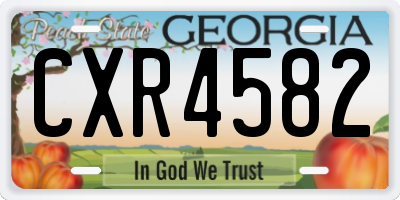 GA license plate CXR4582