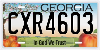 GA license plate CXR4603