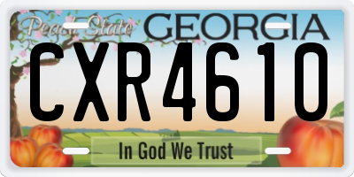 GA license plate CXR4610