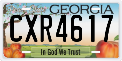 GA license plate CXR4617