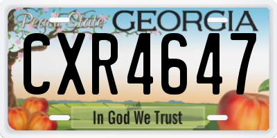 GA license plate CXR4647