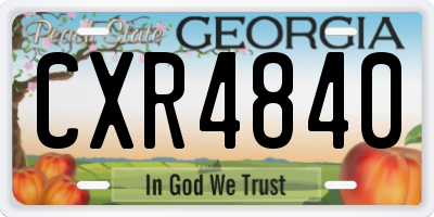 GA license plate CXR4840