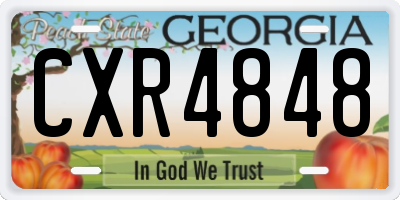 GA license plate CXR4848