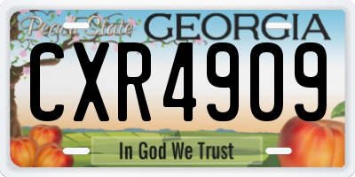 GA license plate CXR4909