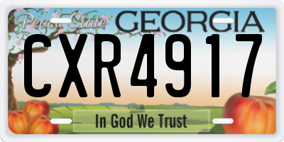 GA license plate CXR4917