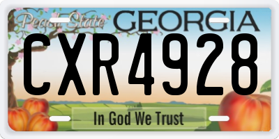 GA license plate CXR4928