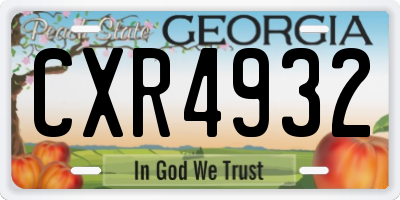 GA license plate CXR4932