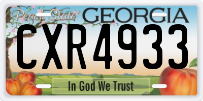 GA license plate CXR4933