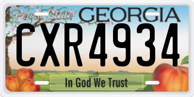 GA license plate CXR4934