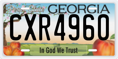 GA license plate CXR4960