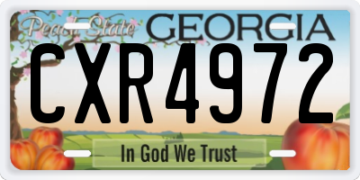 GA license plate CXR4972