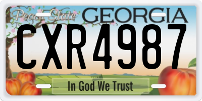 GA license plate CXR4987