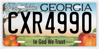 GA license plate CXR4990