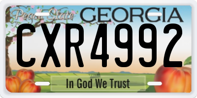 GA license plate CXR4992