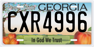 GA license plate CXR4996