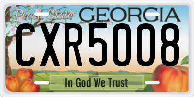 GA license plate CXR5008