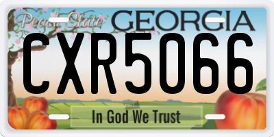 GA license plate CXR5066
