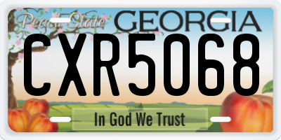 GA license plate CXR5068