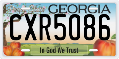 GA license plate CXR5086